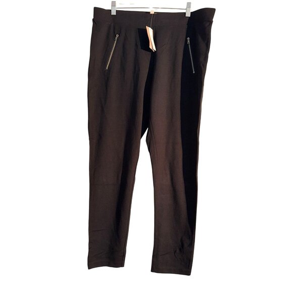 Philosophy Womens Black Ponte Leggings 2X With Zipper Pockets - Picture 1 of 9